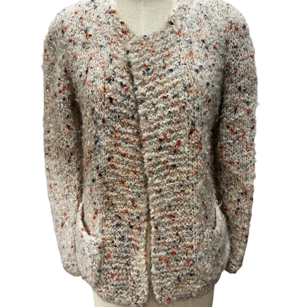 Vintage 1980s Mohair Cardigan – Speckled Textured Knit – Made in Italy – Size Sm